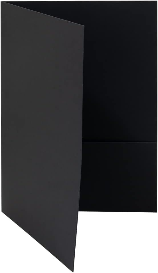 JAM PAPER Two Pocket Textured Linen Presentation Folders - Letter Size Business Folder - Black - Bulk 100/Box