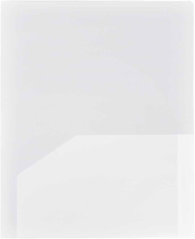JAM PAPER Heavy Duty Plastic 2 Pocket Extra Tough School Folders - Clear - Bulk 144/Box