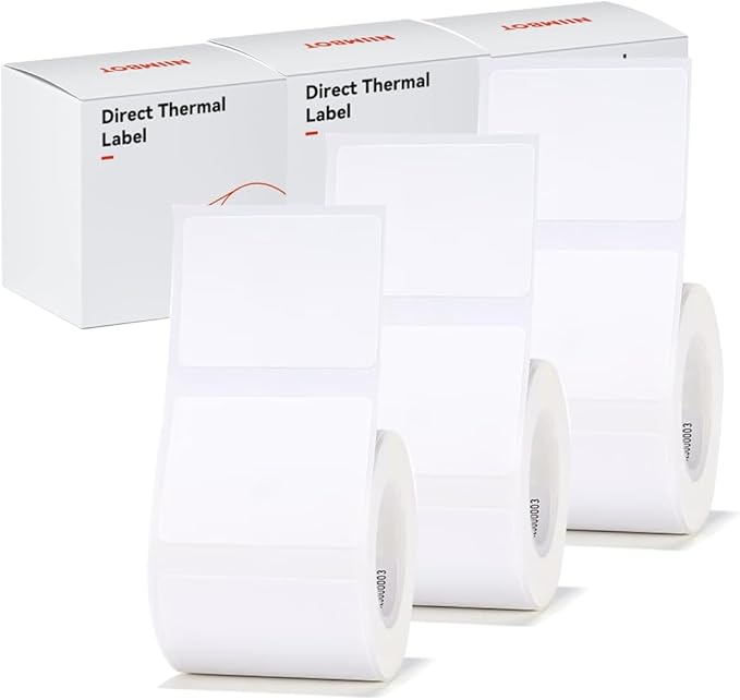 B21 label of 3 Rolls White 40x30mm for NIIMBOT B1 B21 B3S Label Maker, Waterproof,Self-Adhesive Label Paper Office and Home Labeling Tape Replacement.