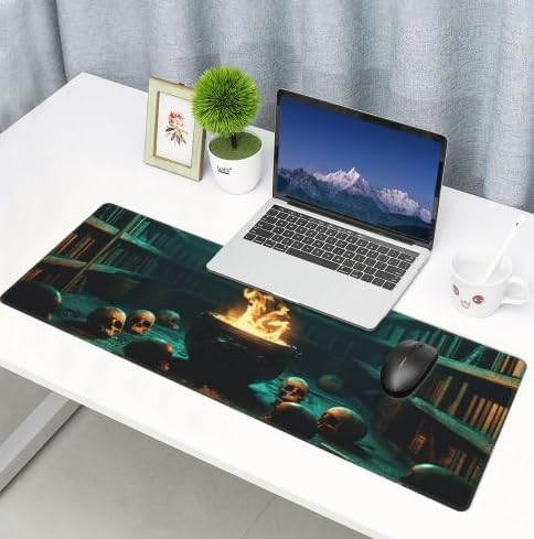 Skull Mouse Pad 31.5 X 11.8 Inch Big Desk Rubber Base Stitched Edges Keyboard Pad XXL Mouse Mat for Home Game and Office