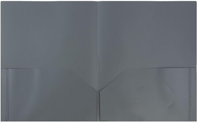 JAM PAPER Plastic 2 Pocket POP Folders - Durable School Folders - Grey - Bulk 144/Box