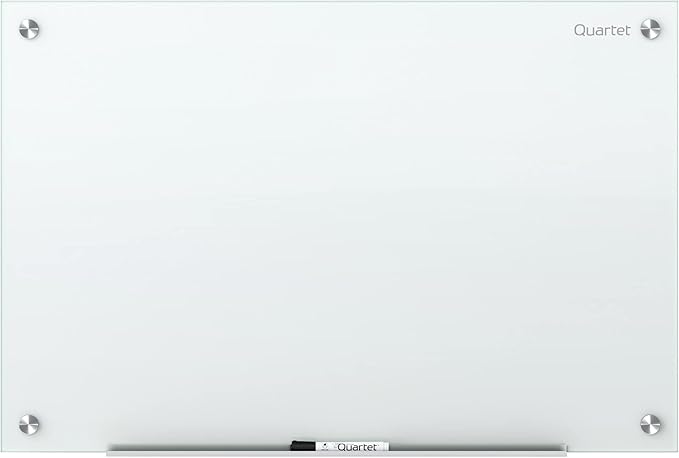 Quartet Non-Magnetic Glass Dry Erase White Board, 96"W x 48"H Whiteboard, Infinity Frameless Mounting, White Surface (G9648NMW)