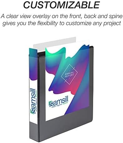 Samsill Durable 1.5 inch 3 Ring Binder, Made in USA, D Ring Binder, FSC 100% Recycled Chipboard, Black, 4 Pack