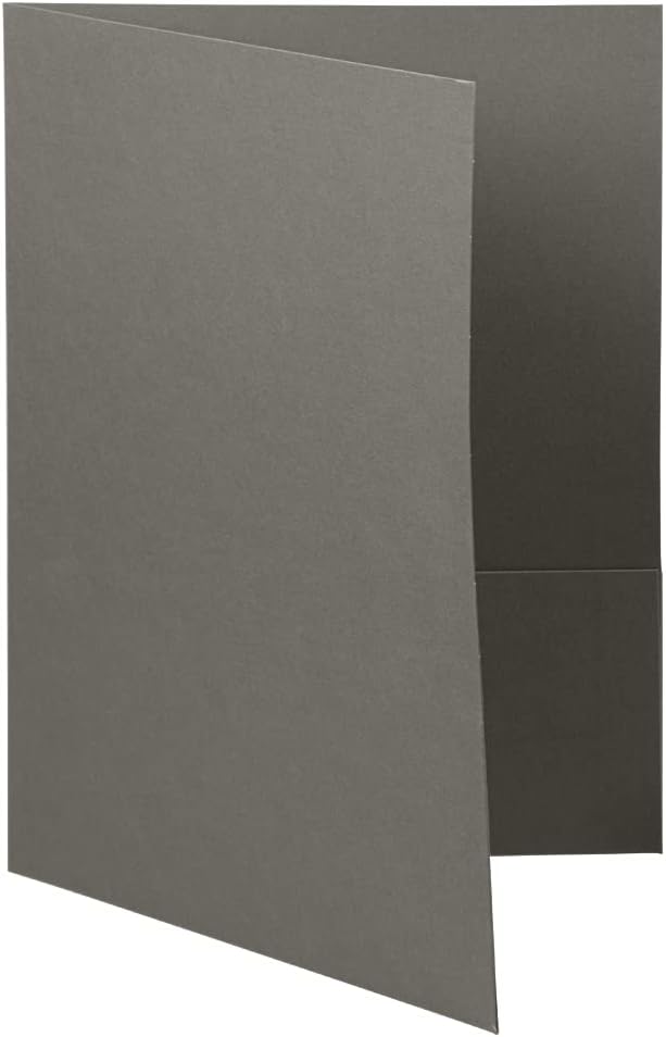 JAM PAPER Two Pocket Textured Linen Presentation Folders - Letter Size Business Folder - Gray - Bulk 25/Pack
