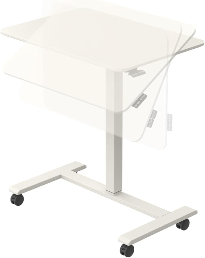 TopJob ANYDESK FOLD Mobile Standing Desk, Portable with Lockable Wheels, Foldable Stand Desk, Rolling Computer Workstations, Used for Home, Couch Side Table, Bedside Table in Bed Room Kitchen