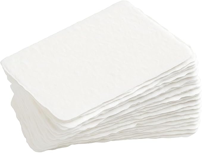 Handmade Cotton Paper with Deckle Edge Recycled Cotton Rag Mixed Media Card Stock for Placecard/Escort Cards, Place Cards, Vow Cards, Business Card (2x3 inch A8, 150gsm, 50 Pack)