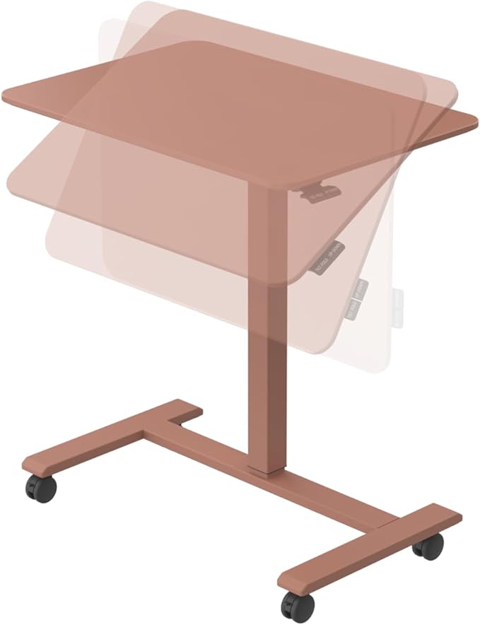TopJob ANYDESK FOLD Mobile Standing Desk, Portable with Lockable Wheels, Foldable Stand Desk, Rolling Computer Workstations, Used for Home, Couch Side Table, Bedside Table in Bed Room Kitchen