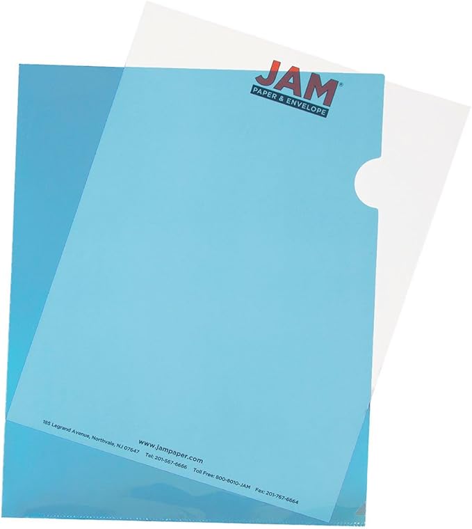 JAM PAPER Plastic Sleeves - Letter Size - 9 x 11 1/2 - Assorted Color Project Pockets - 12 Page Protectors/Pack