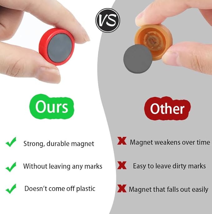 80 Pack Fridge Magnets, Strong Small Round Magnets for Whiteboard, Office, Classroom & Locker - Refrigerator Magnets Heavy Duty Cute Mini Magnet for Crafts, Magnetic Board, Home & Kitchen (Red)