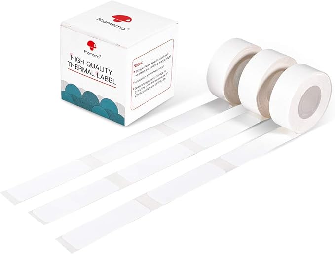 Phomemo D30 Label Tape, self-Adhesive Labels, 1/2" X 1 7/8" (14mm X 50mm) 130 Labels/Roll, Compatible with D30 Label Maker, Phomemo Sticker Label Paper,White,3 Roll