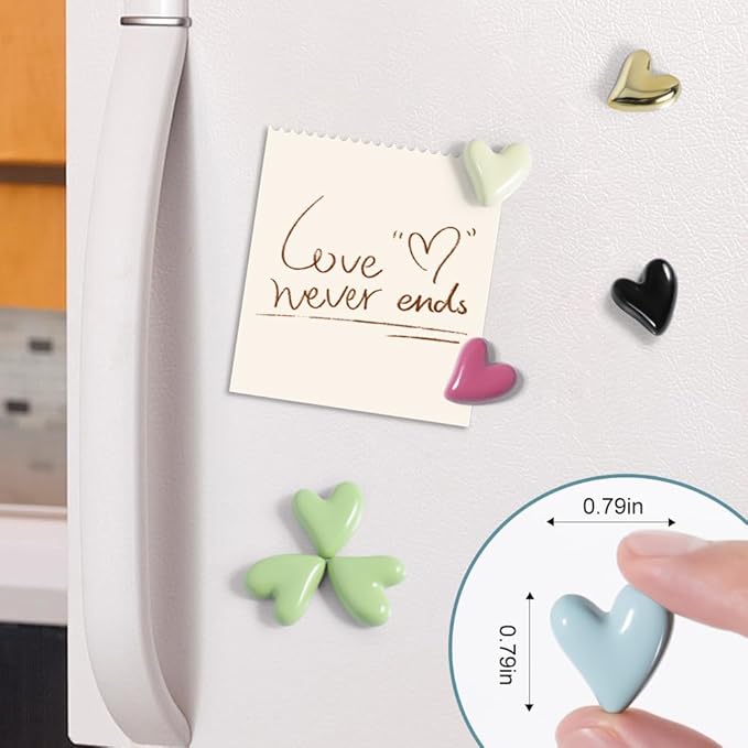 24Pcs Fridge Magnets,Cute Love Heart Decorative Magnets, Colorful Refrigerator Magnets for Whiteboard Cabinet Locker,Strong Holding Power