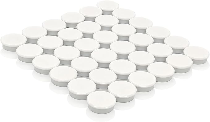 Fridge Magnets - 40PCS Small Strong Refrigerator Magnets, Heavy Duty Mini Magnets for Whiteboard Locker Map Classroom Kitchen Office School Use - Round Cute Decorative Magnet for Fridge (White)