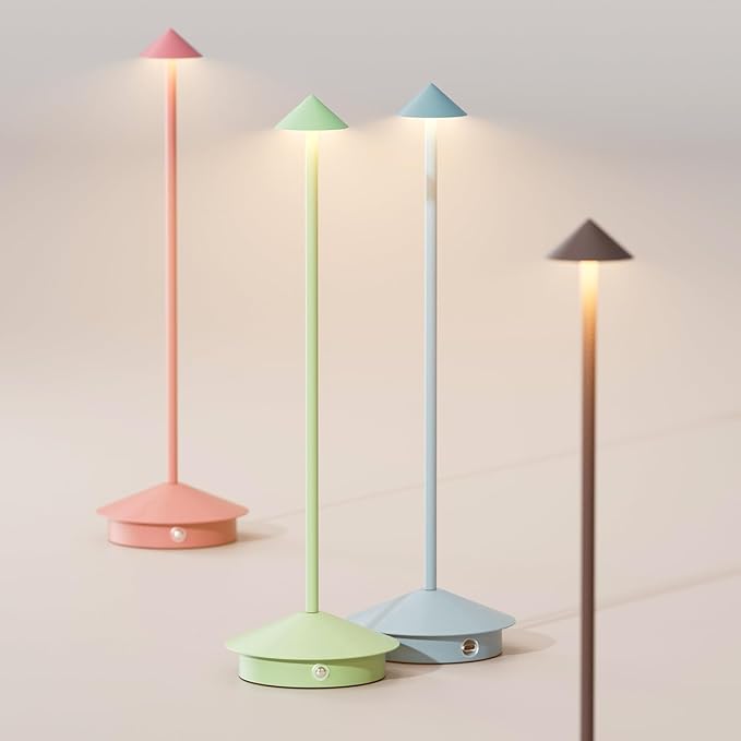 2-Pack 6000mAh Rechargeable Led Table Lamp Cordless,3000K-6000K Stepless Dimming Touch Lamps with Memory Function,IP54 Waterproof Aluminum Table Light for Outdoor/Bars/Restaurant/Patio(Pink)