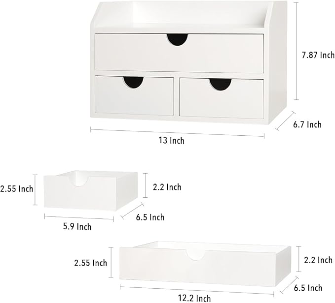 ZGZD Elegant Wooden Desk Organizer with 3 Drawers – Premium Tabletop Office Supplies Storage for Home & Office – Stylish, Space-Saving, Multi-Functional Desk Accessories