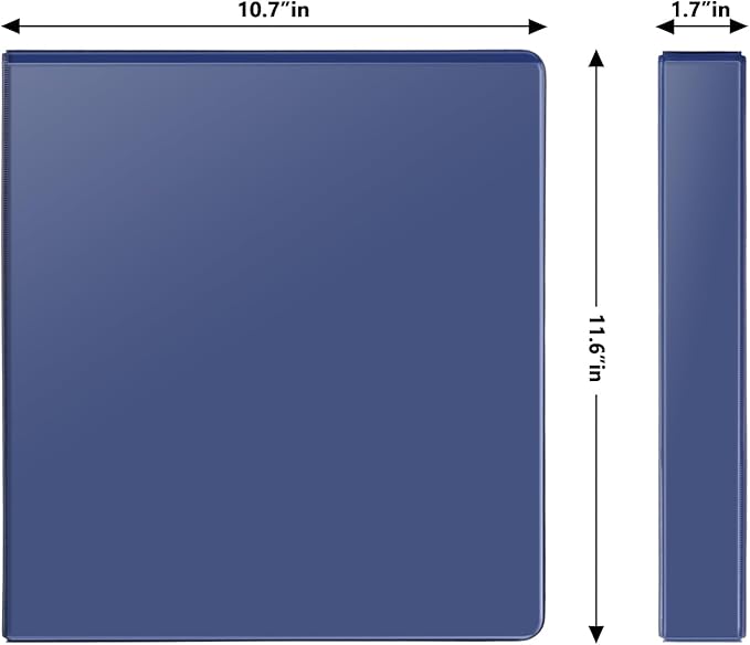 COMIX Sturdy 1 Inch Binders 3 Ring with Clear View Cover, 1" Slant-D Ring View Binder Holds 225 Sheets of US Letter Size Paper, 6 Pack (Blue)