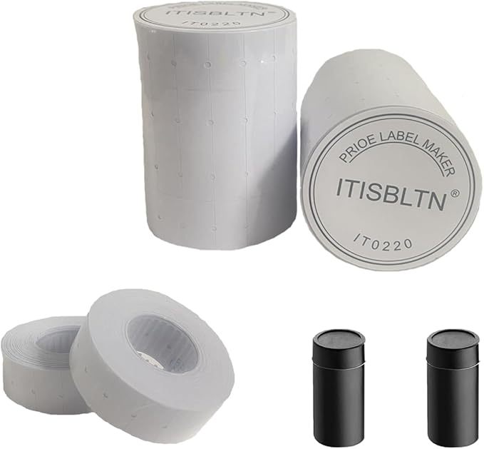 One-Line White Price Gun Labels- 10,000 White Blank Price and Date Gun Labels with 2 Ink Roll, Fits MX-5500 and LonXFan 1 Line Price and Date Guns