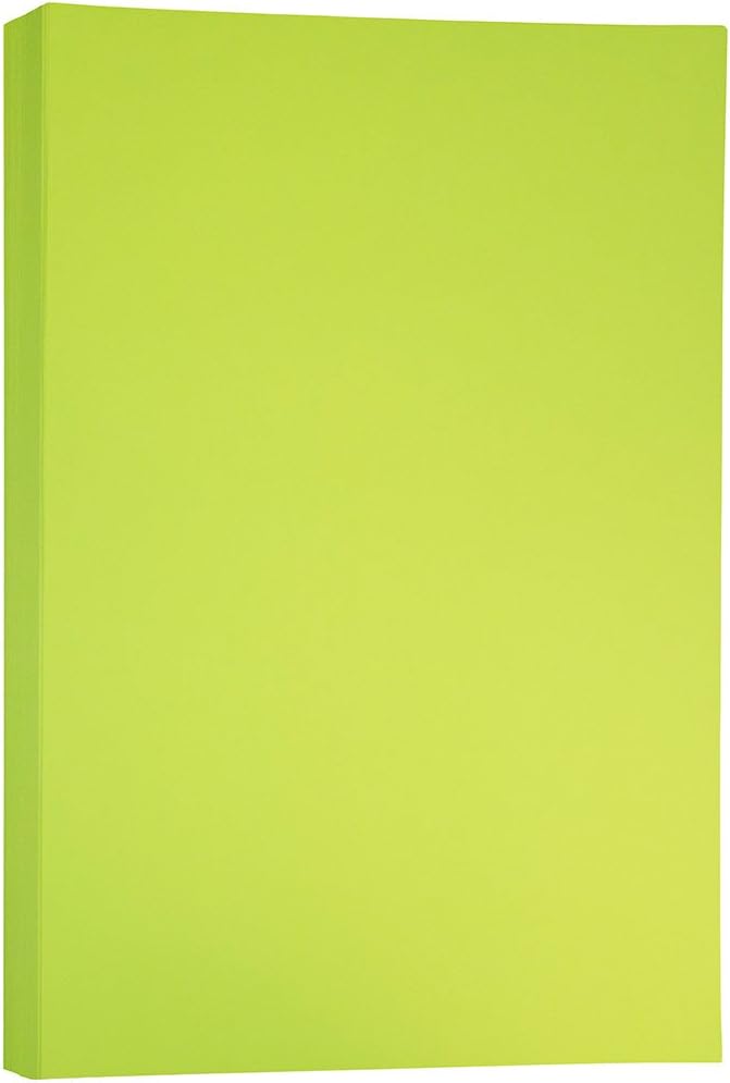 JAM PAPER Ledger Matte 24lb Paper - 90 gsm - 11 x 17 Tabloid - Ultra Lime Green - 100 Sheets/Pack