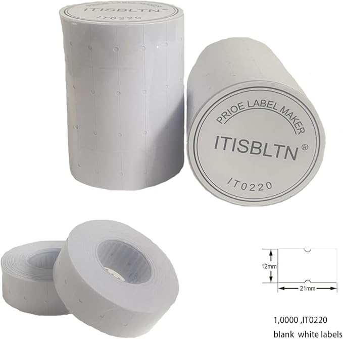 One-Line White Price Gun Labels- 10,000 White Blank Price and Date Gun Labels with Fits MX-5500 and LonXFan 1 Line Price and Date Guns