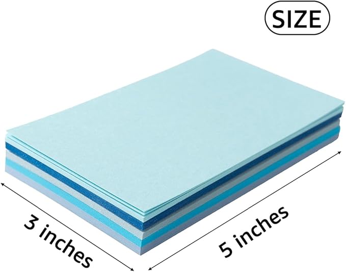50 Sheets Small Colored Cardstock Paper 5 Colors, 250 GSM Heavy Card Stock for DIY Art Projects, Cards (Blue, 3x5)