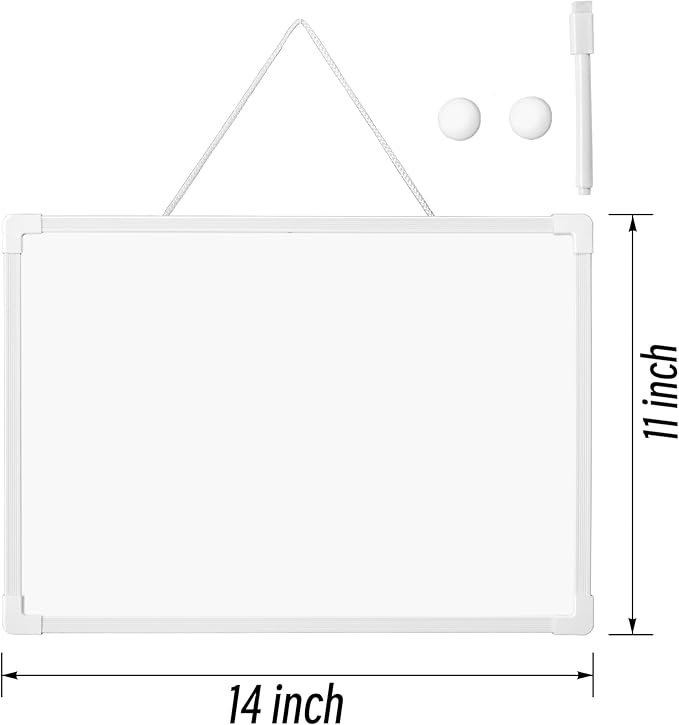 Double Sided White Board Dry Erase 11" x 14", White Boards for Walls, Mini Hanging Whiteboard for Home School Office