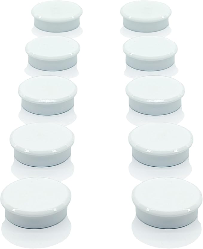 ZDZBLX Fridge Magnets, 10pcs Strong Refrigerator Magnets, Heavy Duty Small Magnets for Whiteboard, Office, Classroom, Lockers, Maps, DIY Crafts - Cute Mini Round Magnet for Fridge, Kitchen (White)