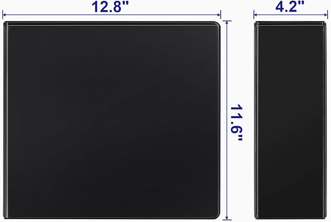 Comix Durable 3 Ring Binder, 4 inch D Ring Binders, Hold 835 Sheets of US Letter Size Paper, 2 Pack (Black)