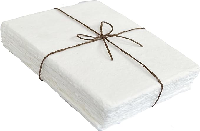 Handmade Cotton Paper with Deckle Edge Recycled Cotton Rag Mixed Media Card Stock for Postcards, Invitations, Crafts and Announcements (5x7 inch B6, 150gsm, 50 Pack)