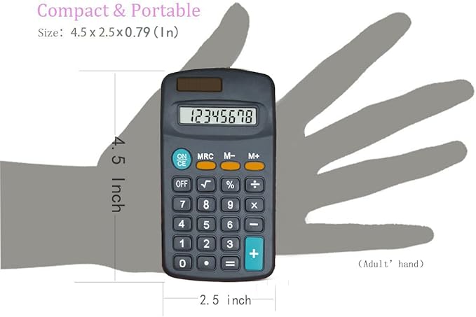 Calculator Small, 4 Function Calculators with Solar Power 8 Digit Small Pocket Size Desktop Handheld for Classroom Desktop Home (Black,Set of 30)