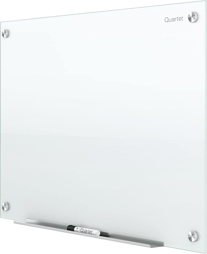 Quartet Non-Magnetic Glass Dry Erase White Board, 96"W x 48"H Whiteboard, Infinity Frameless Mounting, White Surface (G9648NMW)