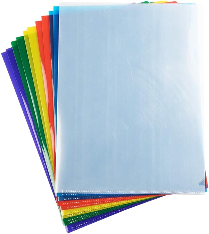 JAM PAPER Plastic Sleeves - Letter Size - 9 x 11 1/2 - Assorted Color Project Pockets - 12 Page Protectors/Pack