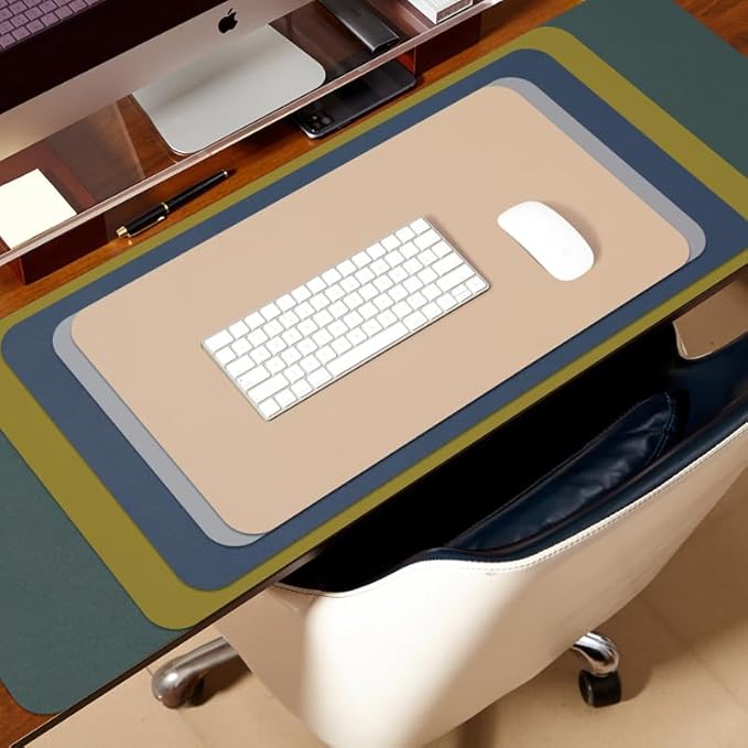 Leather Desk Mat - Non-Slip PU Desk Pad for Office and Home - Desk Organization and Accessories - Ideal for Large Mouse Pad and Desk Mats on Top of Desks (Olive Green,31.5"x 15.7")