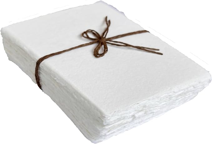 Handmade Cotton Paper with Deckle Edge Recycled Cotton Rag Mixed Media Card Stock for Postcards, Invitations, Crafts and Announcements (4x6 inch "A6", 150gsm, 50 Pack)