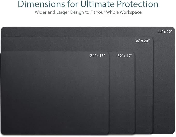 Vine Creations Leather Desk Mat 24" x 17", Desk Protector, PU Leather Desk Pad, Small Desk Pad Mat, Desk Blotter, Desk Pads on Top of Desks, Small Desk Mat for Home or Office (Black)