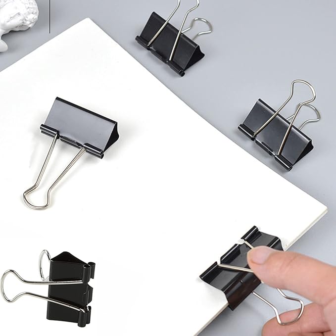 Medium Binder Clips 1.6 Inch (60 Pack), Large Binder Clips Medium Paper Clamps for Office and Home Supplies, Black