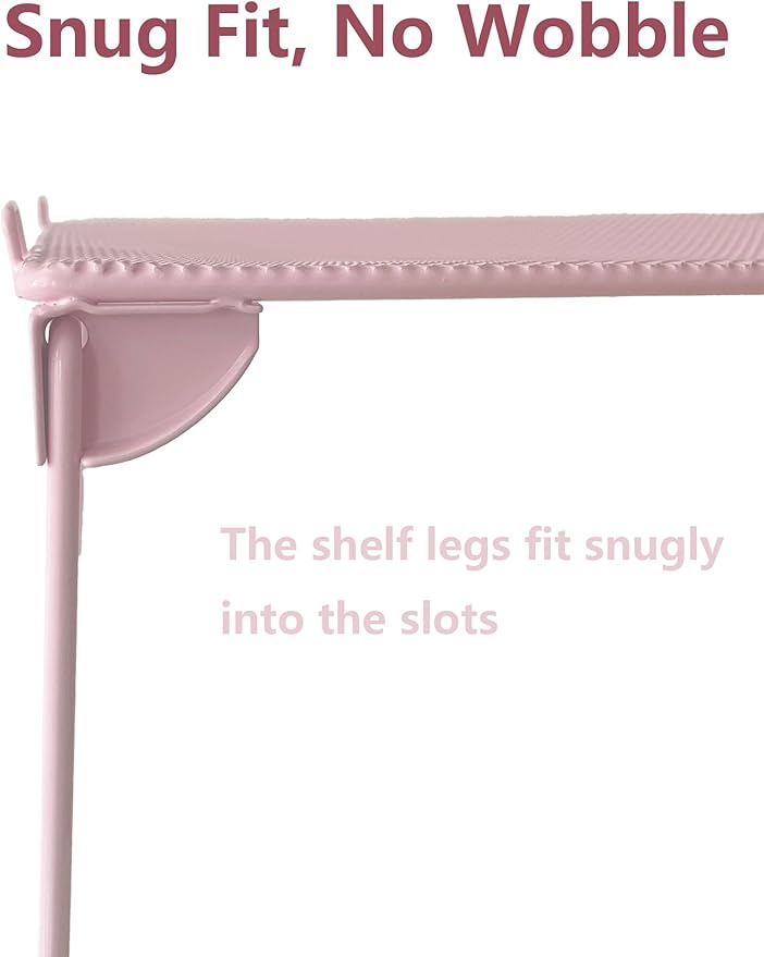 2 Pack Locker Organizer Shelf, Stackable Extra Tall Mesh Locker Shelf for Locker Decor, Back to School Essentials Locker Accessories, Fits Standard Size Locker for School, Gym, Work, Home (Pink)