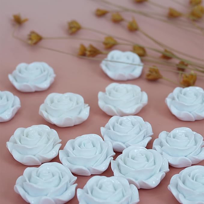 15 pcs - Cute Flower Magnet, White Rose Magnet for Fridge and Locker, Whiteboard and Decorative(15 pcs - Rose - White)