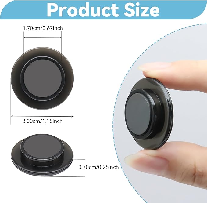 ZDZBLX Fridge Magnets 28 Pack, Strong Refrigerator Magnets Small Heavy Duty Mini Magnet, Cute Round Magnets for Whiteboard Fridge Locker Classroom Office Use, Decorative Black Magnet for Home, School