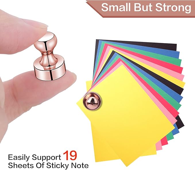 LOVIMAG 20 PCS Refrigerator Magnets, Rose Gold Fridge Magnets Strong Magnet for Whiteboard, Small Neodymium Magnet Ideal for Push Pin Magnetic, Office, Classroom, Map