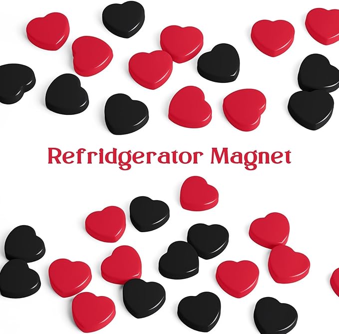 ZDZBLX Fridge Magnets - 20PCS Heart Strong Refrigerator Magnets - Heavy Duty Small Magnets for Whiteboard, Locker, Office & School - Cute Decorative Magnet for Home, Kitchen, Crafts, Map (Red+Black)
