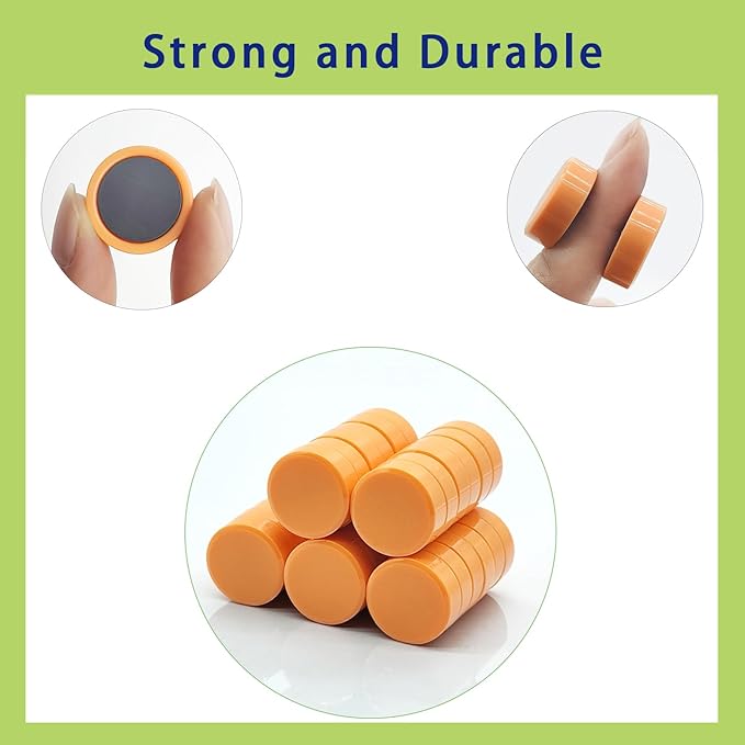Fridge Magnets, 30 Pcs Strong Refrigerator Magnets,Heavy Duty Round Small Magnets for Whiteboard Fridge Locker Craft,Decorative Cute Mini Magnet for School Classroom Office Kitchen Home, Orange