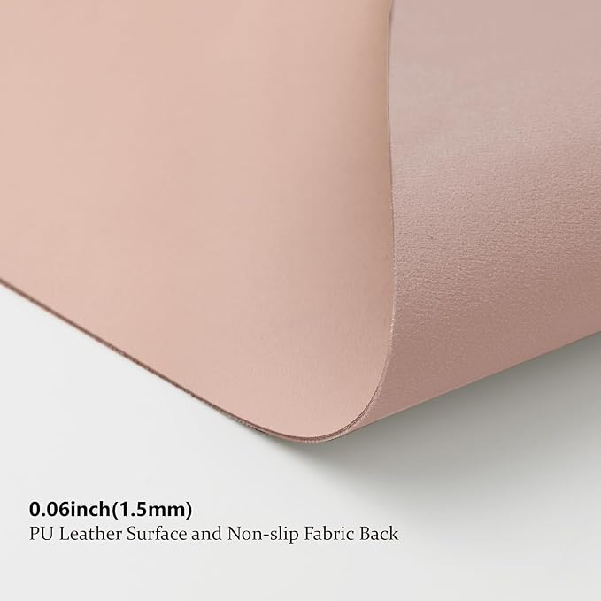 Leather Desk Mat - Non-Slip PU Pad for Office & Home - Organization Accessory - Ideal for Large Mouse Pad & Desk Mat (Pink, 36"x 17")