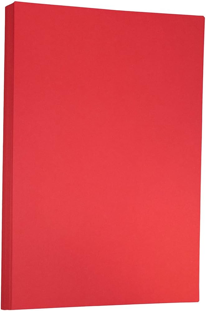 JAM PAPER Ledger 65lb Cardstock - 11 x 17 - Tabloid Coverstock - 176 gsm - Red Recycled - 50 Sheets/Pack