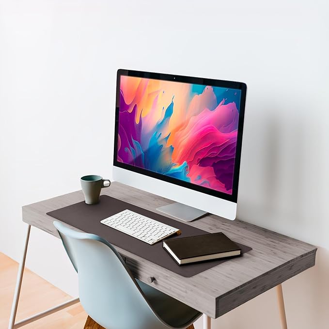 Vine Creations Leather Desk Mat 24" x 17", Desk Protector Mat, PU Leather Desk Pad, Small Desk Pad Mat, Desk Blotter, Desk Pads on Top of Desks, Desk Mat for Home or Office (Dark Brown)