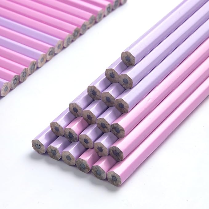 M&G 50 Pcs Hexagon Colored Pencils for Kids, Pink Unsharpened HB Pencils Graphite Wood Pencils with smooth writing for School, Office Supplies, Painting, Sketching, Weddings, Party
