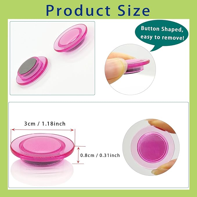 Fridge Magnets - 42 Pack Strong Refrigerator Magnets, Heavy Duty Small Magnets for Whiteboard, Locker, Crafts, Office, Classroom Use - Clear Decorative Cute Round Mini Magnet for Fridge (Rose)