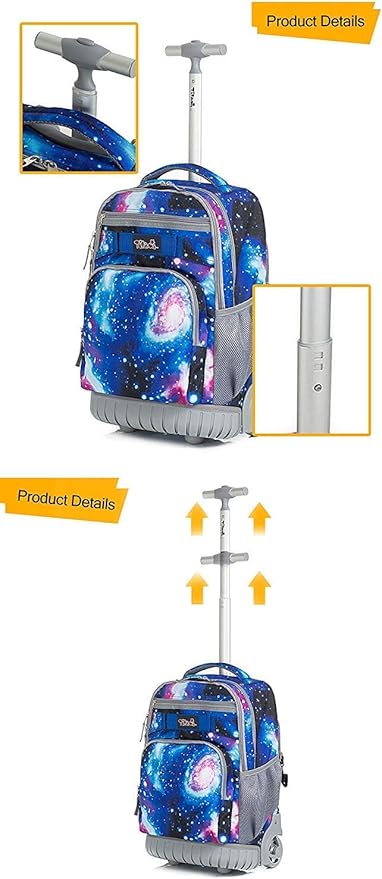 Tilami Rolling Backpack 19 inch with Lunch Bag Wheeled Laptop Backpack, Galaxy