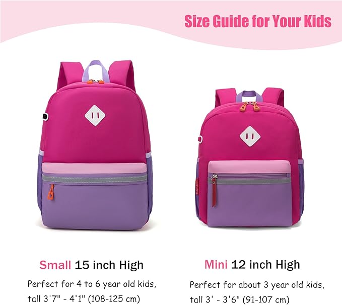 HawLander Little Kids Backpack for Girls Toddler School Bag Fits 3 to 6 years old, 12 inch, Purple