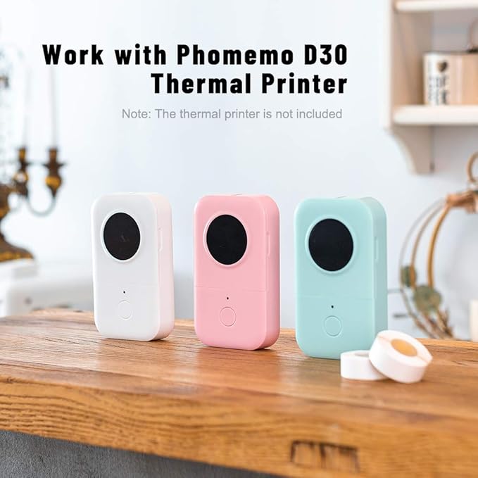 Phomemo D30 Label Tape, for D30 D35 Q30 Q30S Q31 Q32 Label Maker, Black on White Sticker Thermal Paper Self-Adhesive, 12 x 50mm (3/8 x 17/8) 130 Tapes/Roll, 3-Roll