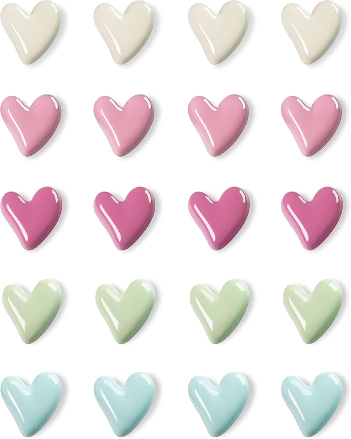 Mymazn 20Pcs Fridge Magnets Cute Refrigerator Magnet, Colorful Magnets for Whiteboard Cabinet Locker, Heart Decorative Magnets for Classroom Kitchen Office