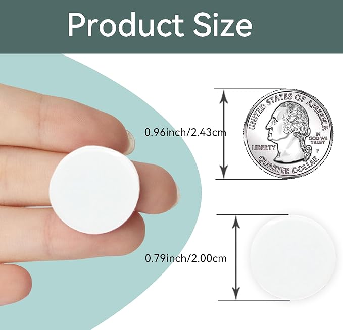 Fridge Magnets - 10 Pack Strong Cute Mini Whiteboard Magnets, Round for Refrigerator Locker Office Classroom Kitchen, White